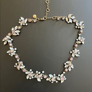 J. Crew Floral Necklace with Pink and Silver Tones